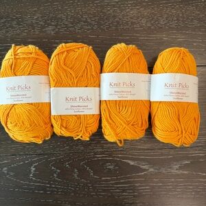 Knit Picks Shine Worsted Yarn in Sunflower Yellow Pima‎ Cotton & Modal 4 Skeins